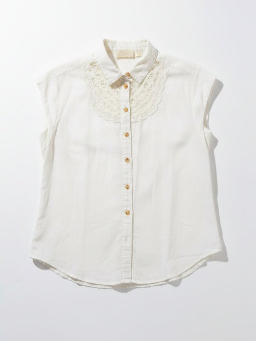 Anthropology Maeve Linen Button-Up with Lace Detail